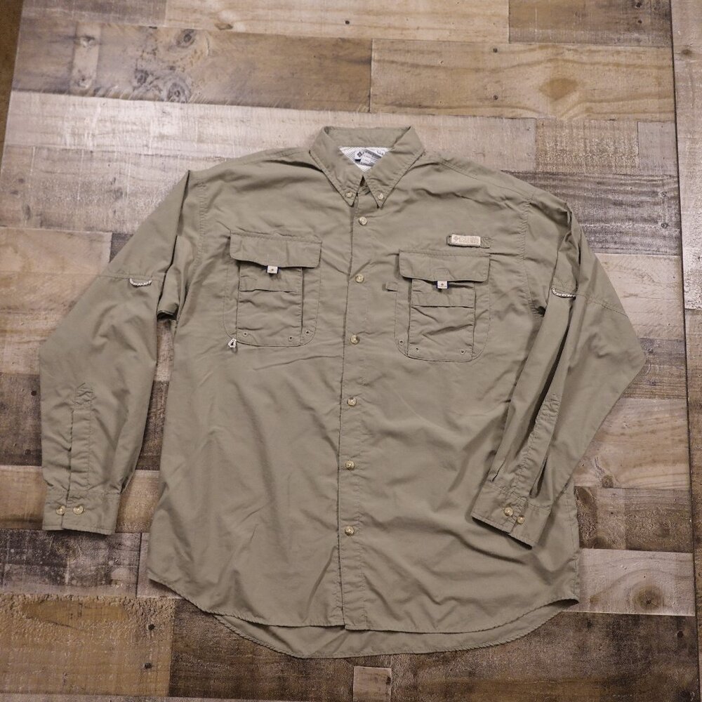 Columbia PFG Long Sleeve Omni-Shade Fishing Shirt – Men's Large Khaki